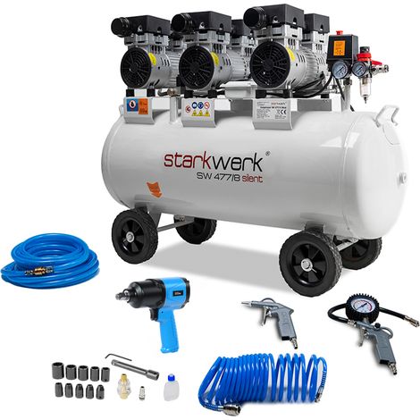 Starkwerk Flüsterkompressor Druckluftkompressor Kompressor Silent SW 477/8 Ölfrei inkl. SET (1/5)