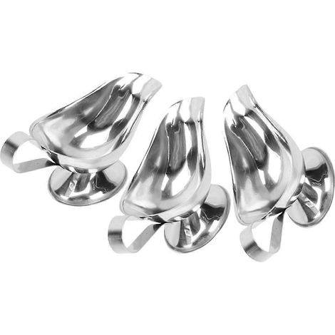 Ensemble de 3 saucières argentées en acier inoxydable, compatibles avec un usage domestique. (1/5)