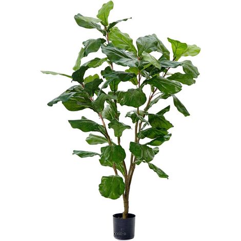 Ficus Lyrata tronc PE en pot Figuier artificielle H120cm D70cm Vert - dimhaut: H 120 cm - couleur: Vert (1/3)