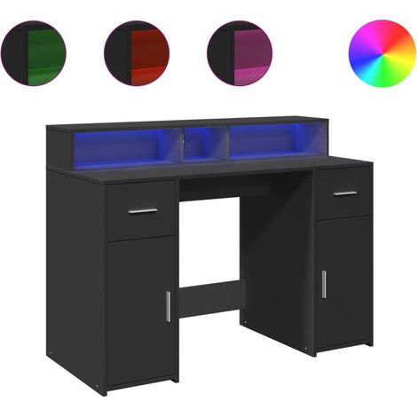 Maison Exclusive - LED-Schreibtisch Schwarz 120x55x91 cm Holzwerk