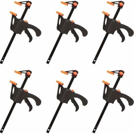 Lot de 6 Serre-joints en Forme de F, Serre Joint avec Serrage Rapide et Facile, Outils à Main pour Menuiserie(4pouces)