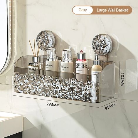 (Noir 3-M) Étagère de salle de bain murale avec ventouses, non perforée, motif glacier, pour le rangement de la maison (1/5)
