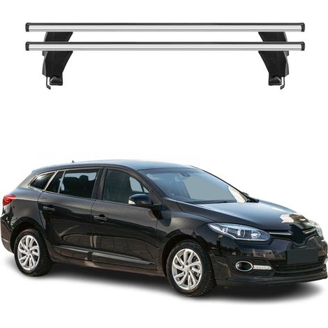 OMAC Dachträger Querträger Alu für Renault Megane III Sportour 2009-2016 – Abschließbar – T-Nut – City-Crash-getestet – Max. 50 kg Silber (1/5)