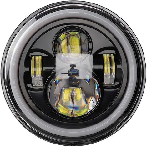 12V/24V Motorrad-Autoscheinwerfer, 7 Zoll runder LED-Fahrscheinwerfer, passend für 7 Zoll Jeep Wra