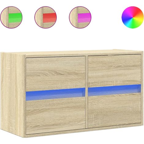 Mobile TV  Armadietto TV  Mobile Porta TV a Parete con Luci LED Rovere Sonoma 80x31x45 cm (1/5)