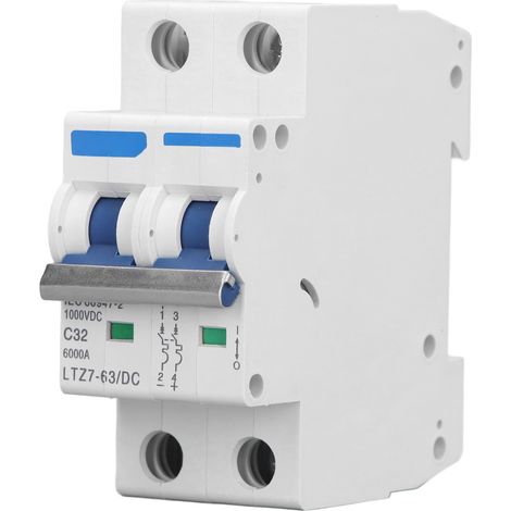 Disjoncteur Miniature DC 2 pôles 1000V 32A, interrupteur de déconnexion d'isolateur de système PV monté sur Rail DIN (1/5)