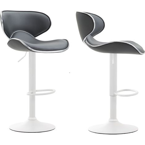 Set di 2 sgabelli da bar dal design contemporaneo con gambe in metallo bianco opaco, seduta in sintetico grigio 100000350