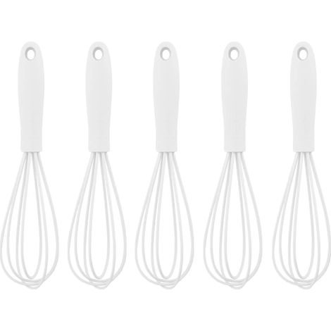 Lot de 5 fouets à œufs en acier inoxydable et silicone de 15 cm (6 pouces) - blancs (1/5)
