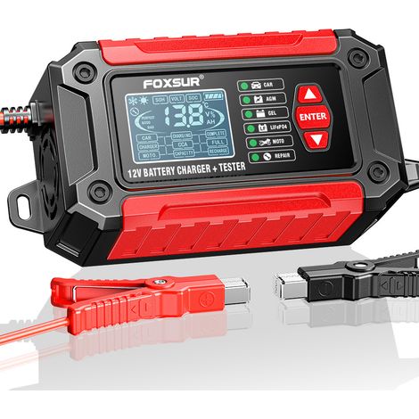 Testeur 2-en-1 pour batteries, analyseur de batteries, chargeur pour batteries au plomb-acide et au lithium ferrique 12 V pour voitures et motos (1/5)
