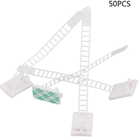 de 50 clips auto adhésifs réglables pour attacher les câbles