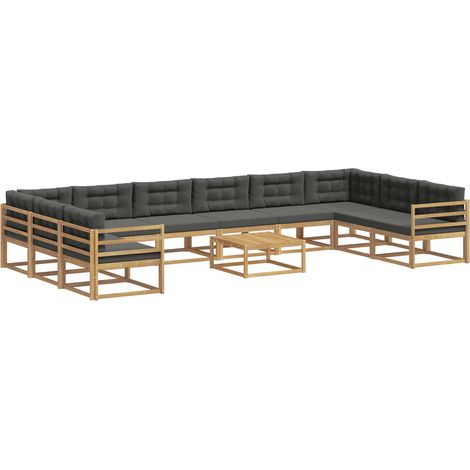Conjunto de sofás de exterior 11 uds. Blanco y Antracita vidaXL (1/5)