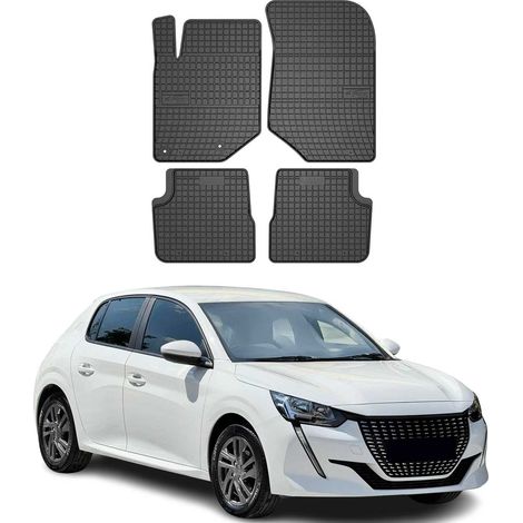 Tapis de Sol Toutes Saisons en Caoutchouc Compatible avec Peugeot 208 II 2019-2022 Revêtement de Sol pour Voiture - Intérieur antidérapant - Bords Hauts Noir (1/5)