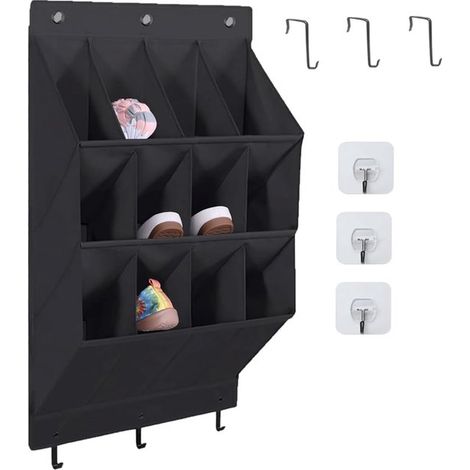 Sac à chaussures suspendu - Organisateur de chaussures - Étagère à chaussures - Meuble à chaussures - Sac à chaussures avec crochet - Organisateur de porte - Sac à chaussures noir - Sac à chaussures g (1/5)