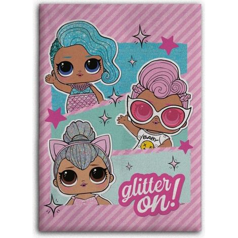 Plaid polaire poupee trois poupées lol fond rose 100x140cm (1/2)