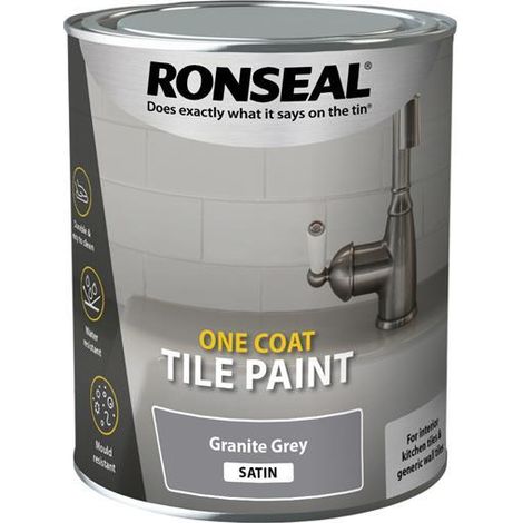Ronseal 37685 One Coat Tile Paint Granite Grey Satin 750ml RSLOCTPGS750 (1/2)
