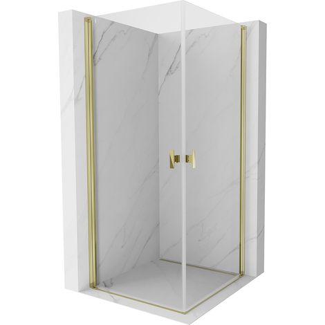 Mexen Mist-B Duo cabina de ducha abatible 90 x 90 cm, transparente, dorada - 8A2-090-090-50-00 (1/5)