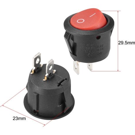Geeignet für zwei einpolige Umschalter (SPDT) rote runde Wippschalter, geeignet für den Einsatz in Kraftfahrzeugen/LKW/Schiffen, 12V DC/AC 125V/250V.