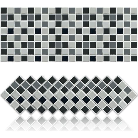 Lot de 20 autocollants pour carrelage, anti-huile imperméable en PVC autocollant, décoration de style mosaïque de cuisine, autocollants pour carrelage pour salle de bain, design à carreaux (1/5)