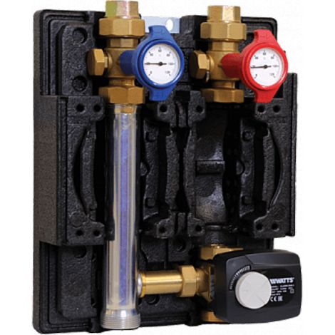 Watts – Module hydraulique FLOWBOX HKM 8180 compact pré-monté – Entraxe 180 mm – Thermomètre température départ - retour 0-120°C – Clapet anti-retour