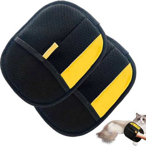Lot de 2 gants de toilettage double face pour animaux – Maille douce pour élimination efficace des poils – Ajustement sûr et contrôle précis