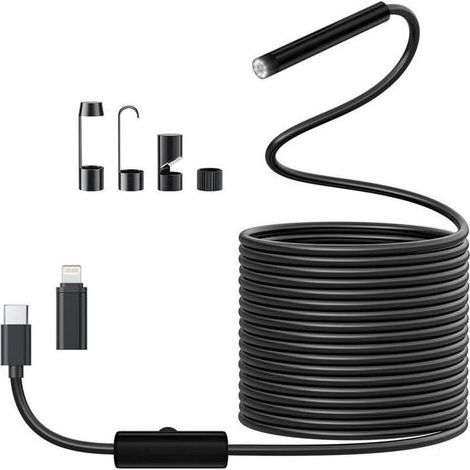 Camera Endoscopique D\\'inspection 1920 HD Serpent avec 8 LED Pas de WiFi Camera Inspection Canalisation pour Android et iOS5M (1/5)
