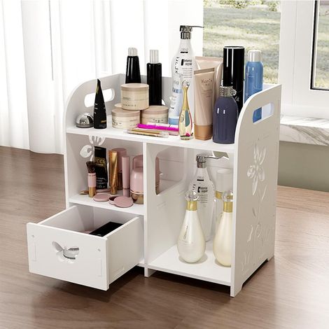 Caja de almacenamiento con cajones, dimensiones 30 x 26 x 16 cm, organizador de maquillaje para el baño.
