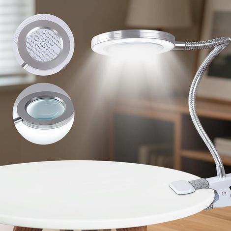 Lampe Loupe Led 8x Lumière Du Jour, Loupe Sur Pied, Lampe Loupe À Pince À Lumière Du Jour, Loupe Esthetique Avec Lampe Et Support Pour La Lecture, Les Personnes Âgées, Les Loisirs (1/5)