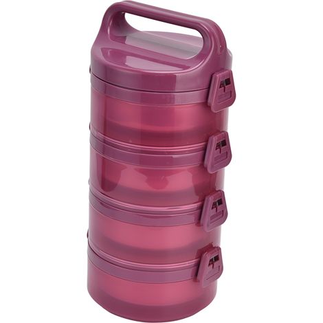 Lunchbox für Schüler aus Edelstahl 304, 4-lagig, isoliert, aus Kunststoff, rot, auslaufsicher, Geschenkidee (1/5)