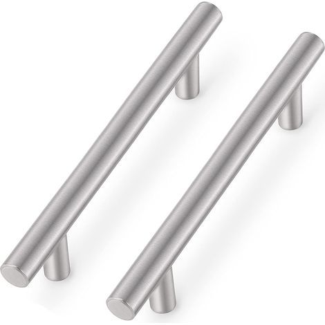 Juego de 5 tiradores para puertas de armarios, de acero inoxidable niquelado cepillado, de 12 mm de diámetro, para cajones y armarios. (1/5)