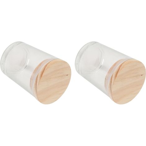 Lot de 2 Coupelles à Bougie en Verre Transparent 50g Couvercle en Bois pour Décoration Maison et Fabrication Bougies Parfumées DIY (1/5)