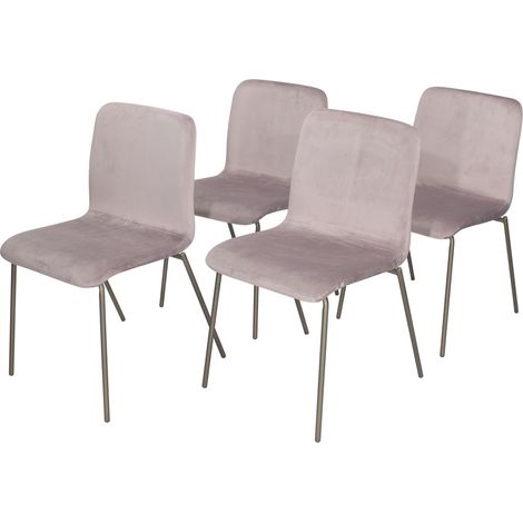 MOG CASA Juego de 4 Sillas Estilo Vintage Retro para Salón, Sala de Estar, Comedor, Cocina Tapizadas en Terciopelo Rosa, 81x 47,5X 49,5cm - Arouet (1/5)