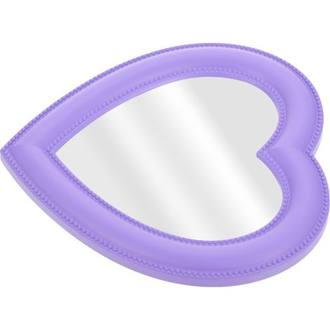 Miroir de Maquillage de Cœur Pourpre Support Mural Bureau, Verre en Aluminium Clair, Design Créatif pour Femmes (1/5)