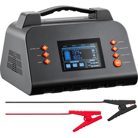 Mophorn Cargador de baterías inteligente 20A 6V 12V 24V para litio LiFePO4 y plomo-ácido, adecuado para automóviles, con función de mantenimiento, carga lenta, desulfatador y pantalla LCD de 3.8“. (1/5)