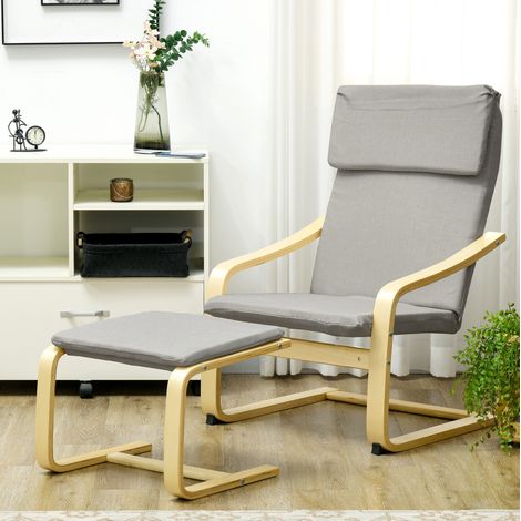 MEUBLIV Conjunto lounge de 2 piezas 66,5 x 80 x 99 cm gris claro con reposapiés (1/5)