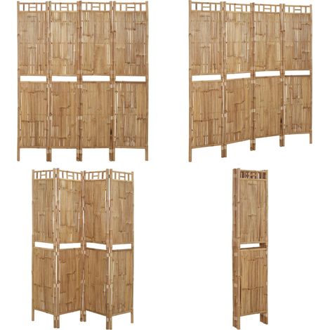 Cloison de séparation 4 panneaux Bambou 160x180 cm - Séparateur De Pièce - Écran De Confidentialité - Cloison Pliable - Bambout - Décoration Murale - Home & Living (1/5)