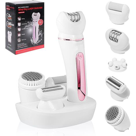 Épilateur Électrique 5 en 1, Épilateur Électrique Femme, Épilateur Electrique Femme Sans Fil avec Brosse Exfoliante (1/5)