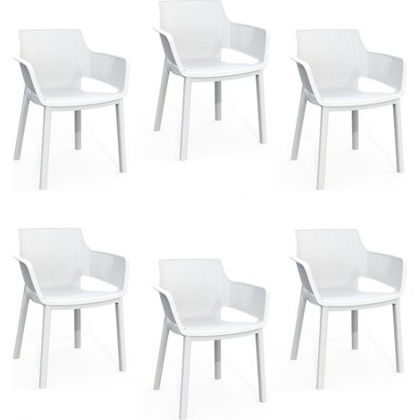 Set 6 Sedie da Giardino 61x54x79h cm Keter Elisa Chair Bianco (1/5)