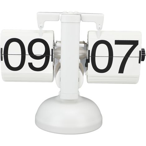 Réveil à affichage à palettes, grand cadran, acier inoxydable 304, sans fil, pile, horloge rétro de bureau, 24h, blanc intégral, pour maison et bureau (1/5)