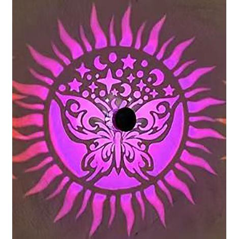 Lot de 1 lampes solaires murales – Projecteur décoratif, IP65 étanche – 7 couleurs changeantes, métal, motif papillon – Idéal pour patio, jardin et clôture (1/5)