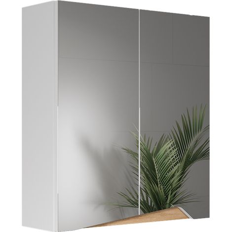 Spiegelschrank Marelle, Weiß/Artisan, 60 x 67 cm mit höhenverstellbarem Einlegeboden, Vicco