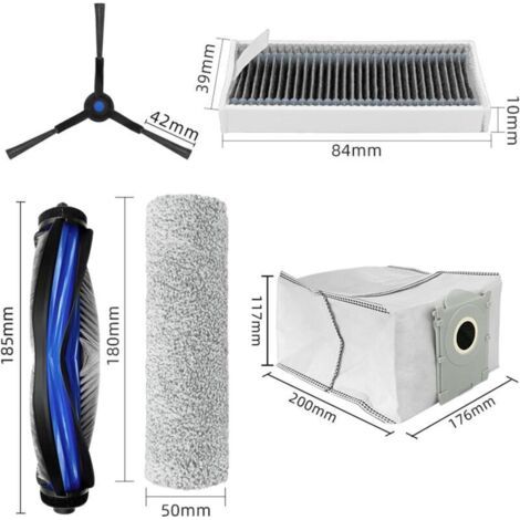 NALOOKAMIC Accessoires pour aspirateur Robot ECOVACS DEEBOT X8 Pro Omni / X8 Omni/YEEDI S14 Plus 19 pièces 2 brosses principales, 4 filtres, 6 brosses latérales, 2 serpillères à Rouleau, 4 Sacs