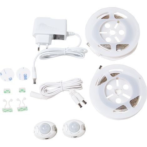 Tira LED luz blanca 2 x 120 cm sensor de movimiento fuente de alimentación ATRATO (1/4)