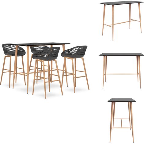 Ensemble de bar 5 pcs Noir et gris - Ensemble De Bar - Ensembles De Bar - Ensemble De Pub - Ensemble De Bistro (1/5)