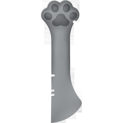 Cuillère Multifonction pour Nourriture Chat - Ouvrebocal + Pelle à Croquettes + Mélangeur (Design Patte de Chat - Gris) - Accessoire Pratique pour Gamelle et Boîtes Conserve