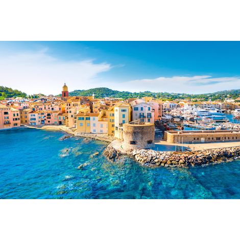 Tableau sur toile bord de mer à Saint-Tropez 65x97 cm - Impression sur Toile Murale Décorative - Image imprimée en HD sur Toile - Toile sur Châssis en Bois FSC - Fabriqué en France