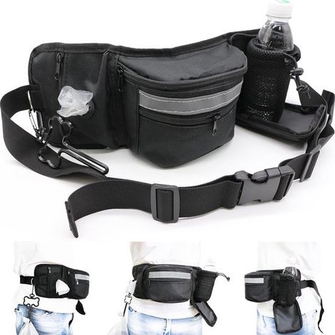 Borsa per l'addestramento del cane, borsa per le passeggiate con il cane, borsa per passeggiate a mani libere con dispenser per sacchetti per le deiezioni e portabottiglie, borsa regolabile per cani (1/5)