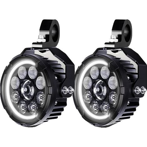 Luces auxiliares para motocicleta, focos LED, función de luz alta/baja, solo luz diurna (DRL), color blanco. (1/2)