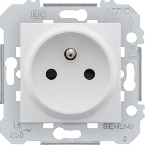 Siemens – Prise de courant 2P + T blanc – Volets de sécurité – Installation horizontale/verticale – Compatible Delta Viva – 3483 - SIE003483