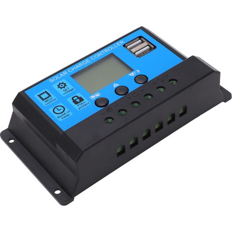 Régulateur solaire PWM écran LCD charge décharge intelligent pour lampe street 12V 24V 30A en alliage aluminium (1/5)
