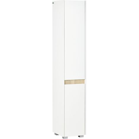 kleankin Tall Bathroom Cabinet with Adjustable Shelves, 5-Tier Modern Freestanding Tallboy with Storage Cabinets, White